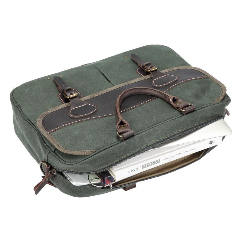 TRP0545 Troop London Heritage Canvas Messenger Bag, Shoulder Bag, 15” Laptop Bag, Laptop Briefcase, Messenger Bag with Top Carry Handle