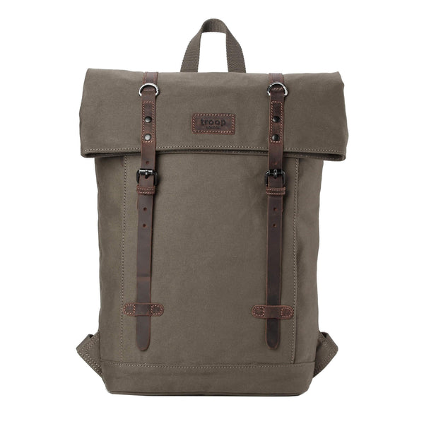 TRP0425 Troop London Heritage Canvas 15" Laptop Backpack, Smart Casual Daypack with Foldable Top - Troop London 