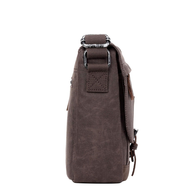 TRP0443 Troop London Heritage Canvas Leather Messenger Bag, Travel Bag, Tablet Friendly