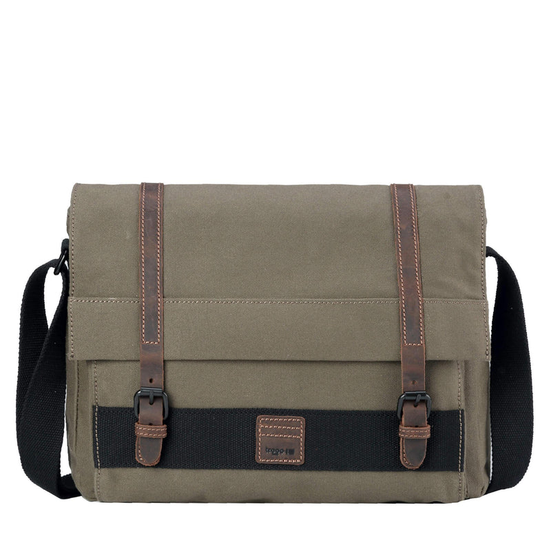 TRP0476 Troop London Heritage Waxed Canvas Laptop Messenger Bag, Messenger Bag, Canvas Bag for Travel and Work