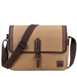 TRP0486 Troop London Heritage Waxed Canvas Laptop Messenger Bag, Tablet Friendly, Canvas Bag for Travel and Work - Troop London 