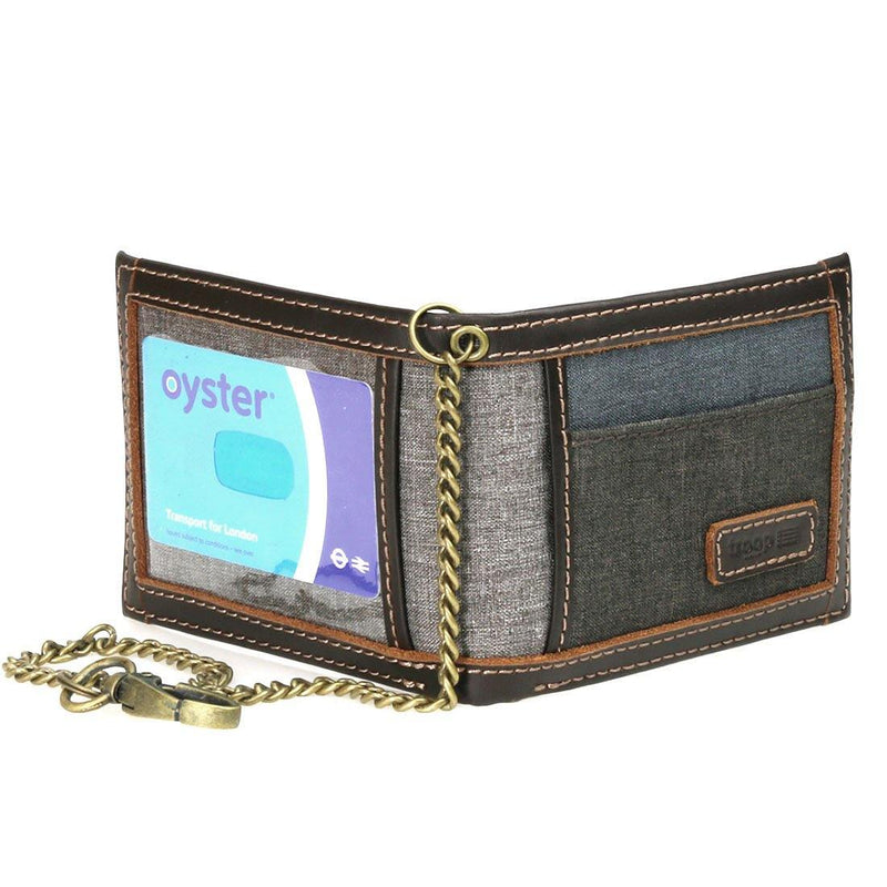 TRP0401 Troop London Urban Security Travel Wallet Bi-fold with Chain and ID Card Window